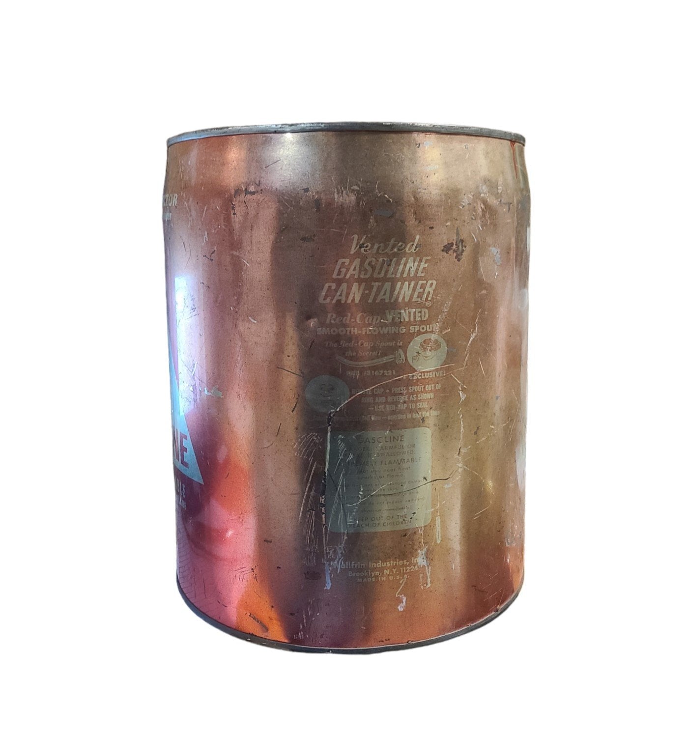 Vintage New Reflector Vented Cantainer Five Gallon Gas Can Smooth Flowing Spout