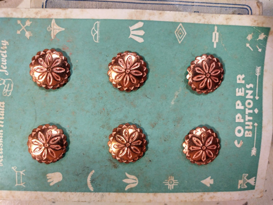 Vintage Sewing Supplies Copper Buttons Thimble Ribbon Containers MFG Chalk