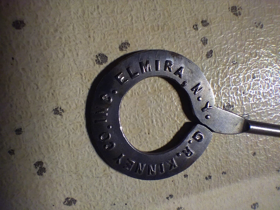 Vintage Metal Silver Shoe Button Hook Circular G.R. Kinney Co. Inc. By Elmira NY