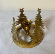 Lovely Brass Christmas Tree Mid Century Candle Holder Includes Red Taper Candle