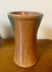 Beautiful 8 inch Nelson Mccoy Matte Rustic Glaze with Green Leaves Accent Vase