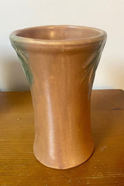 Beautiful 8 inch Nelson Mccoy Matte Rustic Glaze with Green Leaves Accent Vase