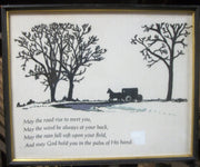 Vintage Antique Columbia Minerva Crewel Embroidery Amish Scene