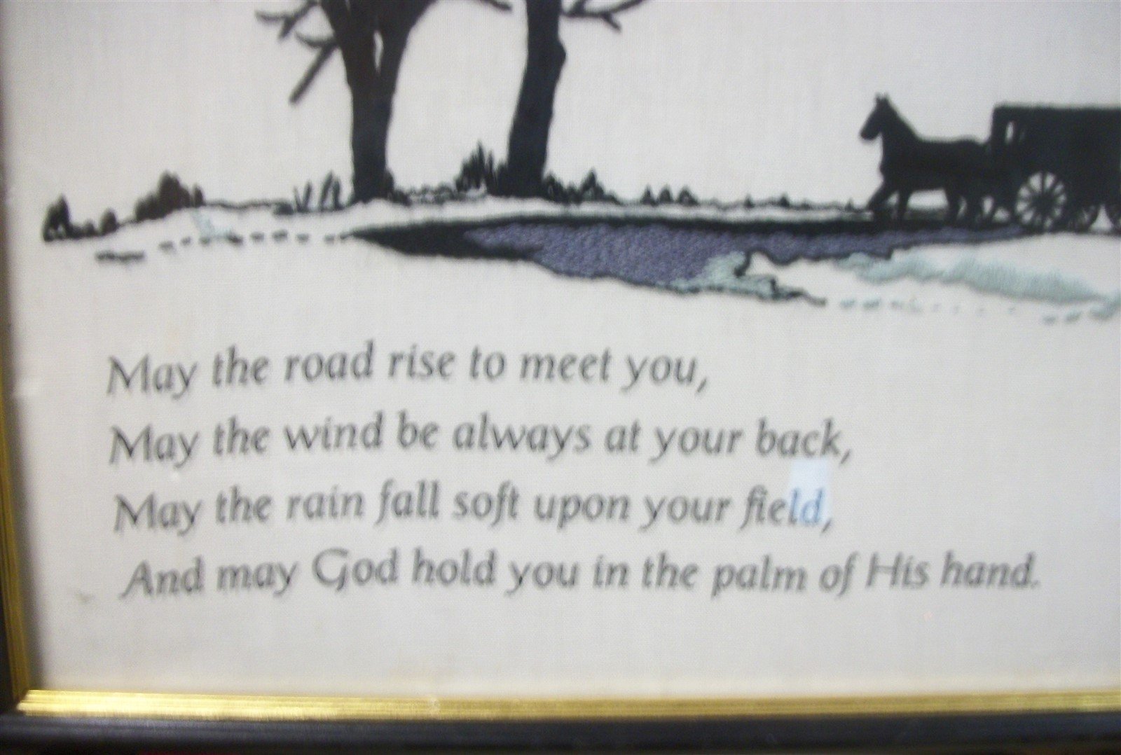 Vintage Antique Columbia Minerva Crewel Embroidery Amish Scene