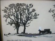 Vintage Antique Columbia Minerva Crewel Embroidery Amish Scene