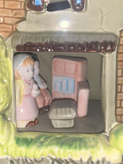 Vintage Working Porcelain Spinning Water Mill Music Box Plays Beautiful Dreamer