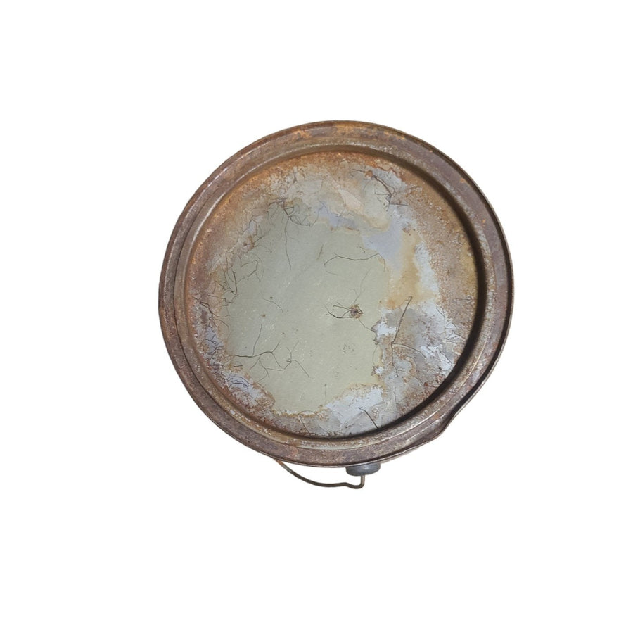Vintage Rustic Putty Can Empty Yellow Red Antique Metal Farmhouse Antique Decor