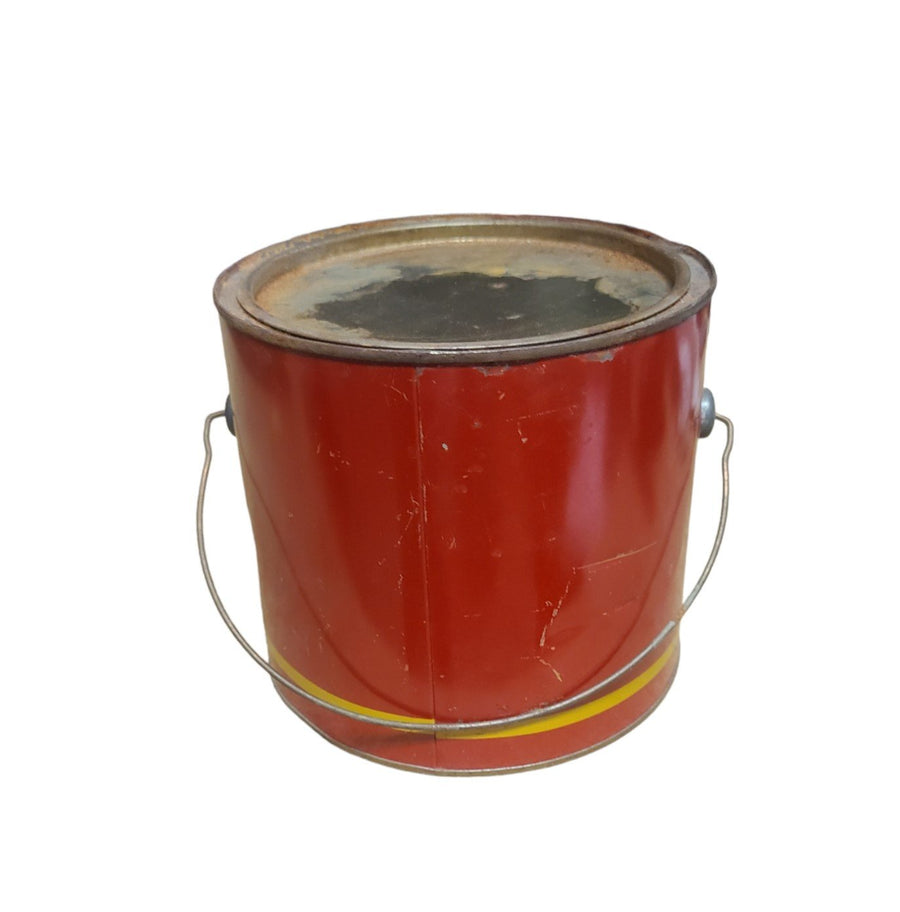 Vintage Rustic Putty Can Empty Yellow Red Antique Metal Farmhouse Antique Decor