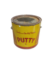 Vintage Rustic Putty Can Empty Yellow Red Antique Metal Farmhouse Antique Decor