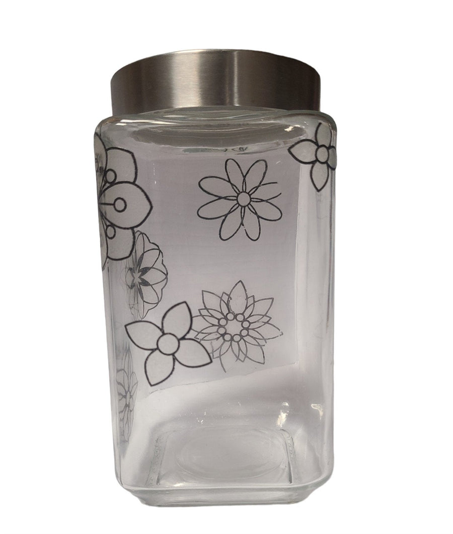 Antique Vintage Whimsical Glass Hand Painted Canisters Set of 4