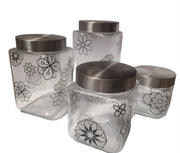 Antique Vintage Whimsical Glass Hand Painted Canisters Set of 4
