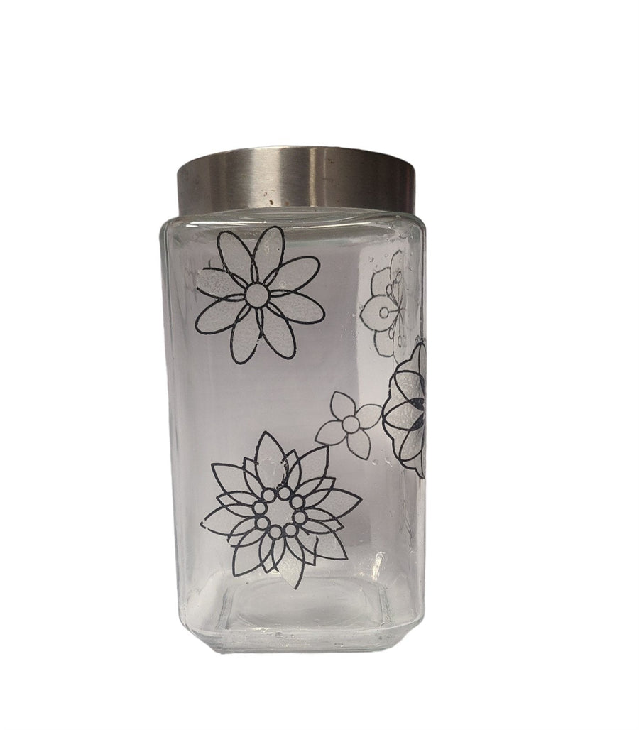 Antique Vintage Whimsical Glass Hand Painted Canisters Set of 4