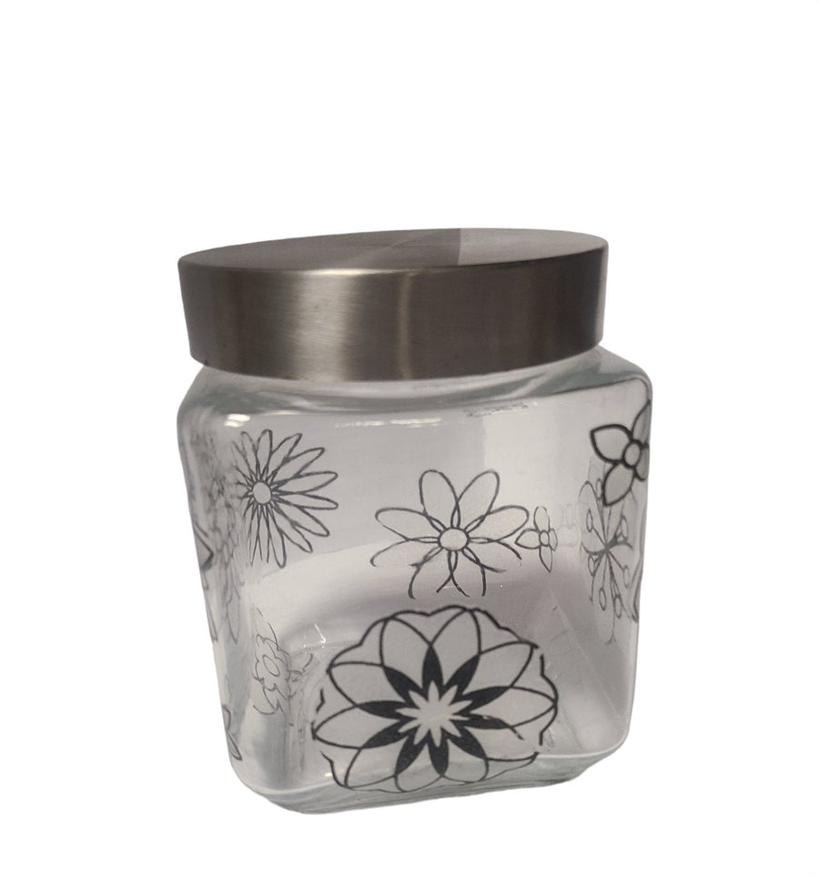 Antique Vintage Whimsical Glass Hand Painted Canisters Set of 4