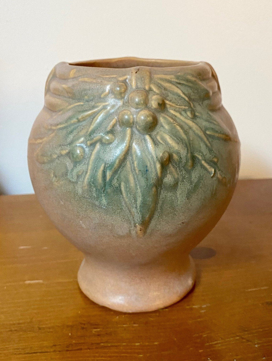 Vintage 7" Nelson McCoy Matte Glaze Leaves Brown Leaves and Berries Planter Vase