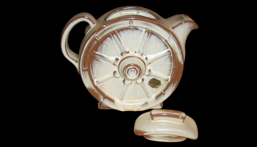 Vintage Antique Frankoma Wagon Wheel Pottery Teapot Sugar Creamer Trivet 6-pc