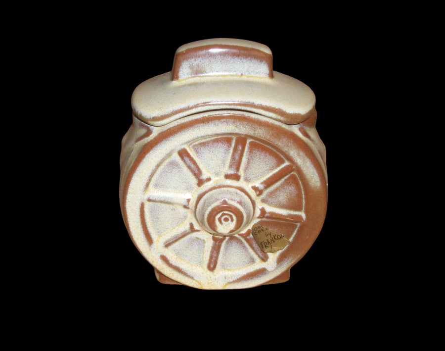 Vintage Antique Frankoma Wagon Wheel Pottery Teapot Sugar Creamer Trivet 6-pc