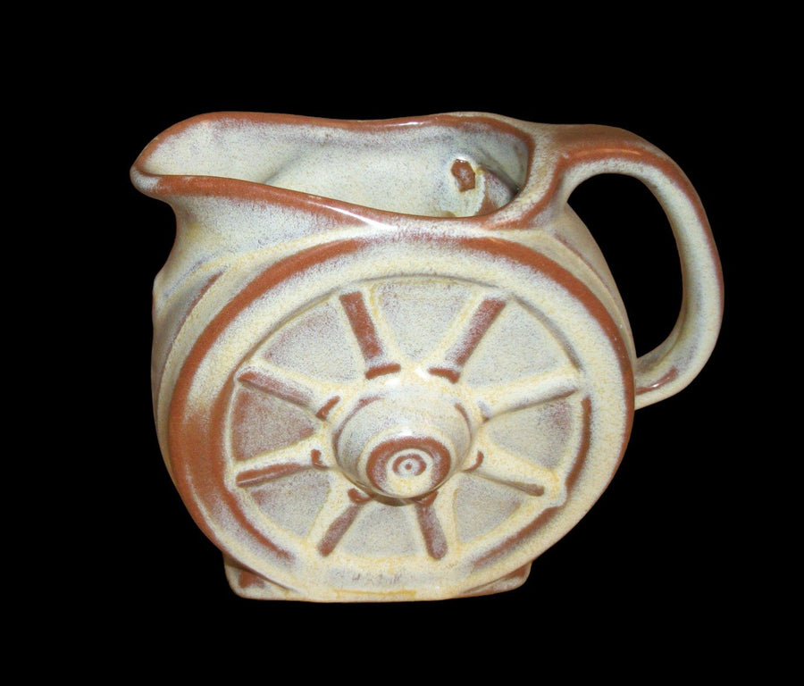 Vintage Antique Frankoma Wagon Wheel Pottery Teapot Sugar Creamer Trivet 6-pc