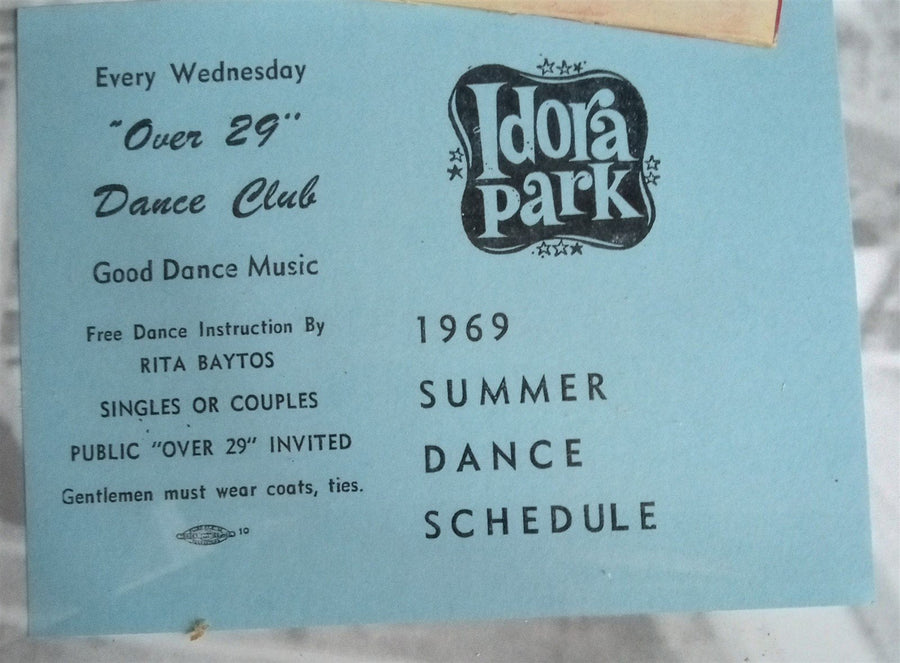 Idora Park 11X14 Collage Popcorn Box Dance Card Wildcat Tickets Youngstown Ohio