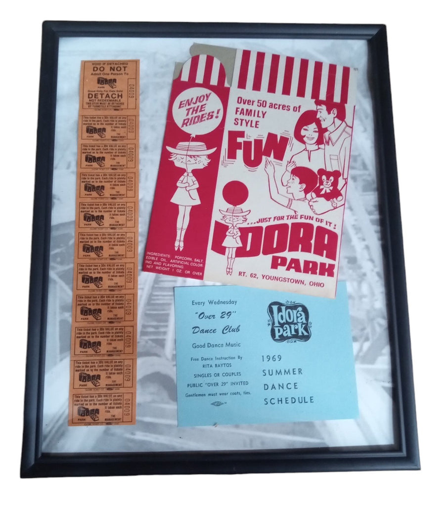 Idora Park 11X14 Collage Popcorn Box Dance Card Wildcat Tickets Youngstown Ohio