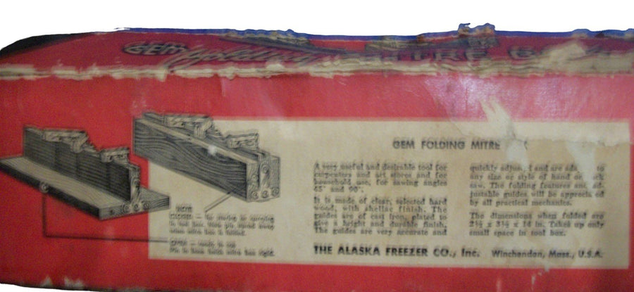 Vintage Antique GEM Folding Mitre Box Saw Winchendon 14" Alaska Freezer Co.