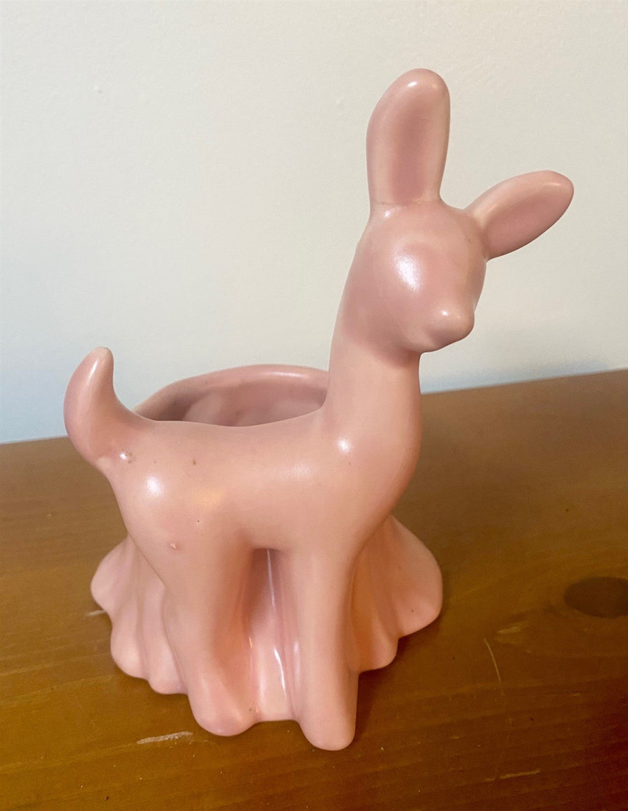 plastic deer planter Vintage Matte Pink Haeger USA Pottery Charming Little Deer Planter Decor No  Mark