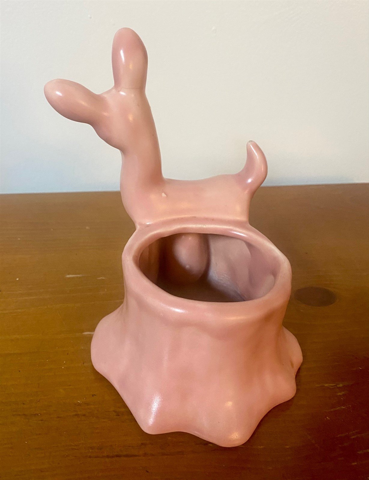 Vintage Matte Pink Haeger USA Pottery Charming Little Deer Planter Decor No Mark