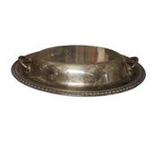 Vintage Covered Serving Platter Silver Plated Decorative Tray With Handles