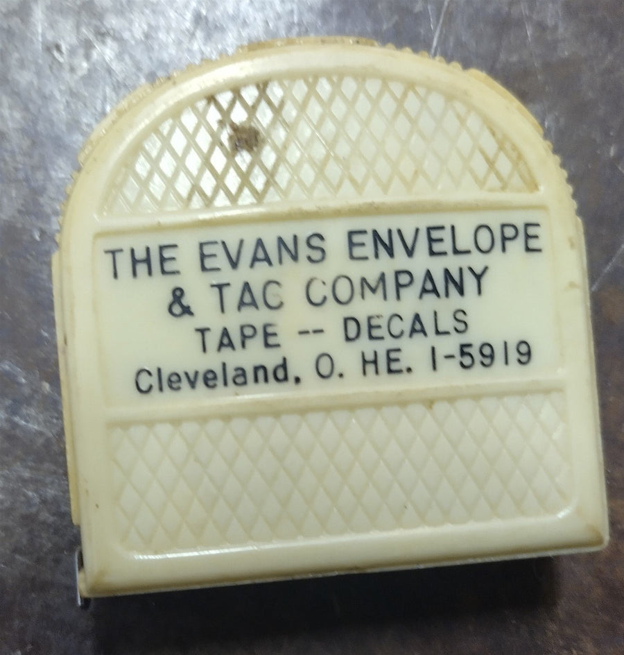 Vintage The Evans Envelope & Tac Company Yellow Rare White Tape Measure 72Inches