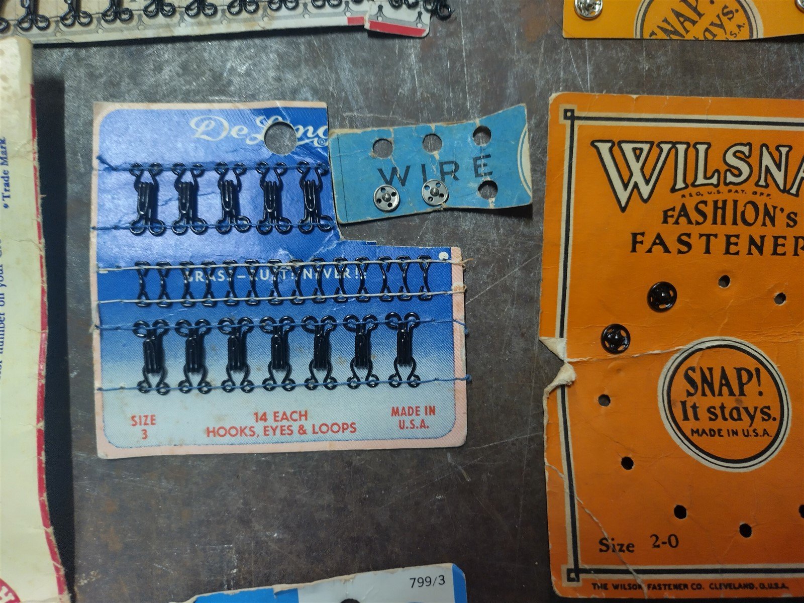 Vintage Assorted Shoe Hooks and Eyes, Snaps, Zippers, Elastic 5 Yd Rayon, Sewing