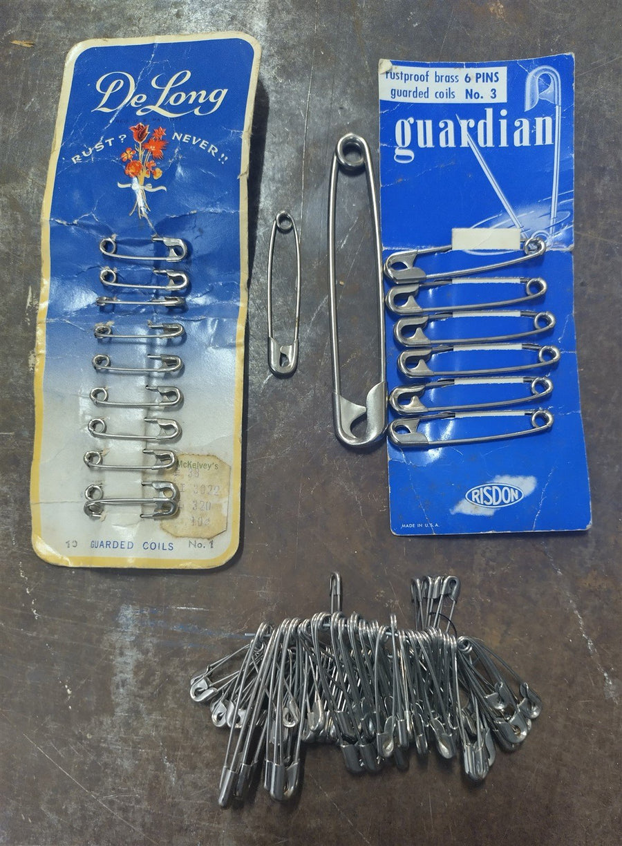 Vintage Clinton, DeLong, Guardian Brass Rust Proof Guarded Coils & Safety Pins