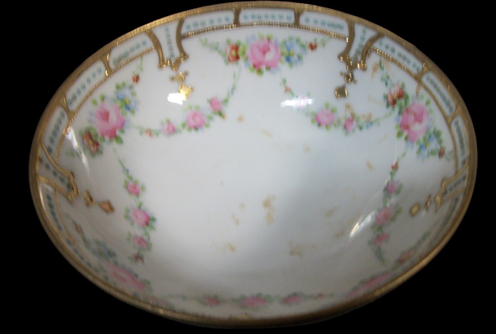 Vintage Antique Hand Painted Nippon Porcelain Footed Bowl w/ Ladle