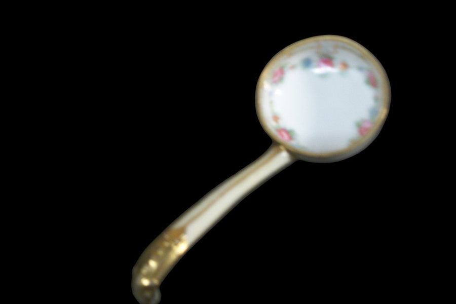 Vintage Antique Hand Painted Nippon Porcelain Footed Bowl w/ Ladle
