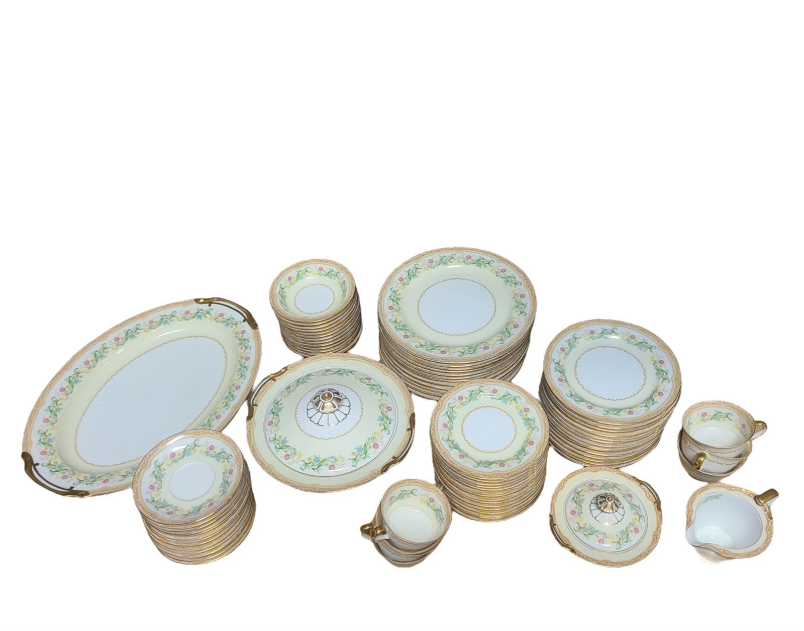 Amazing Antique Serving Set 86 Pcs Noritake China Mosselle Pattern Din Shop Cool Vintage Decor