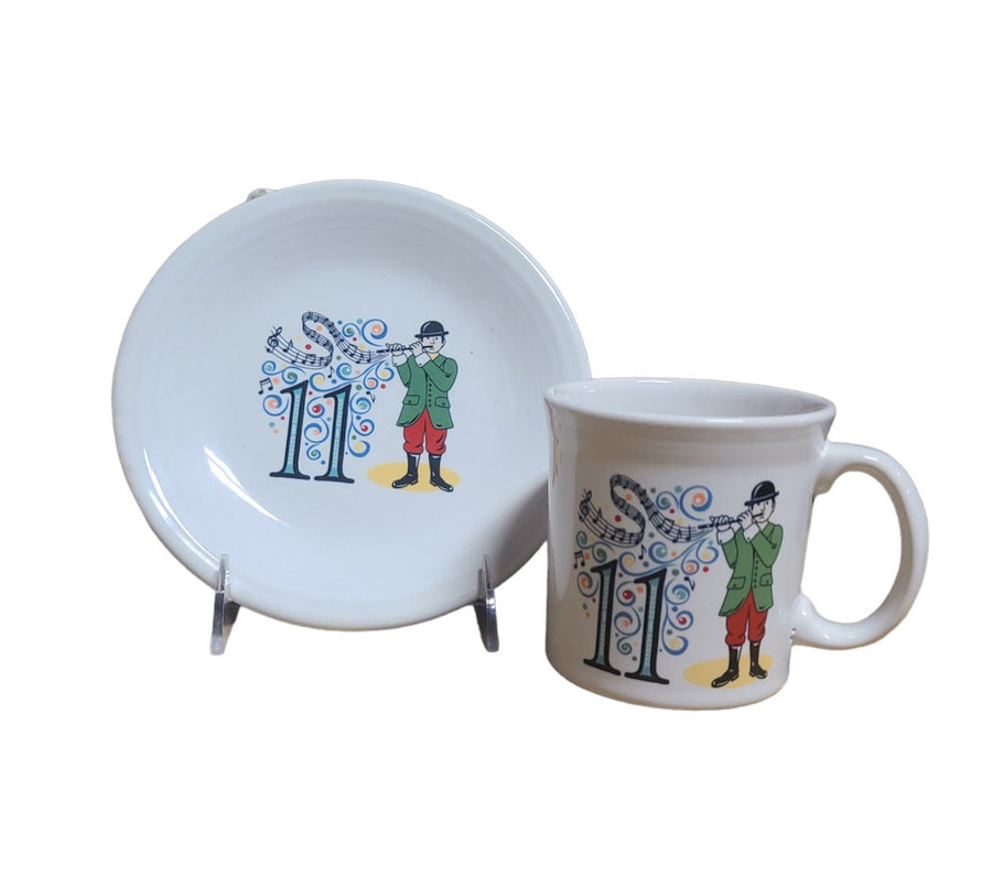 Fiesta Homer Laughlin 12 Days Of Christmas Cup And Saucer Eleven Pipers Piping