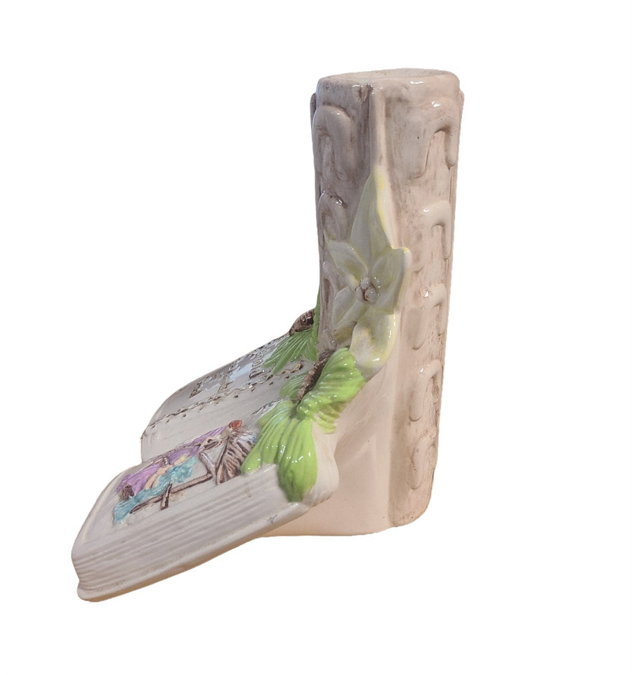 Vintage Hand Painted Open Book Religious Lamp Nativity Scene Atlantic Mold 1970s