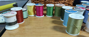 Vintage Lot of 40 Spools of Talon Coats & Clarks Thread and Handwoven Basket