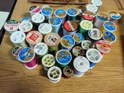 Vintage Lot of 40 Spools of Talon Coats & Clarks Thread and Handwoven Basket