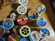 Vintage Lot of 40 Spools of Talon Coats & Clarks Thread and Handwoven Basket