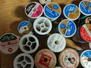 Vintage Lot of 40 Spools of Talon Coats & Clarks Thread and Handwoven Basket