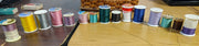 Vintage Lot of 40 Spools of Talon Coats & Clarks Thread and Handwoven Basket