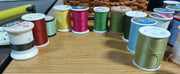 Vintage Lot of 40 Spools of Talon Coats & Clarks Thread and Handwoven Basket