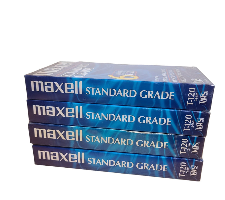 Maxwell Standard Grade VHS Blank Tapes Six Hours T-120 Set of 4 Video Cassette