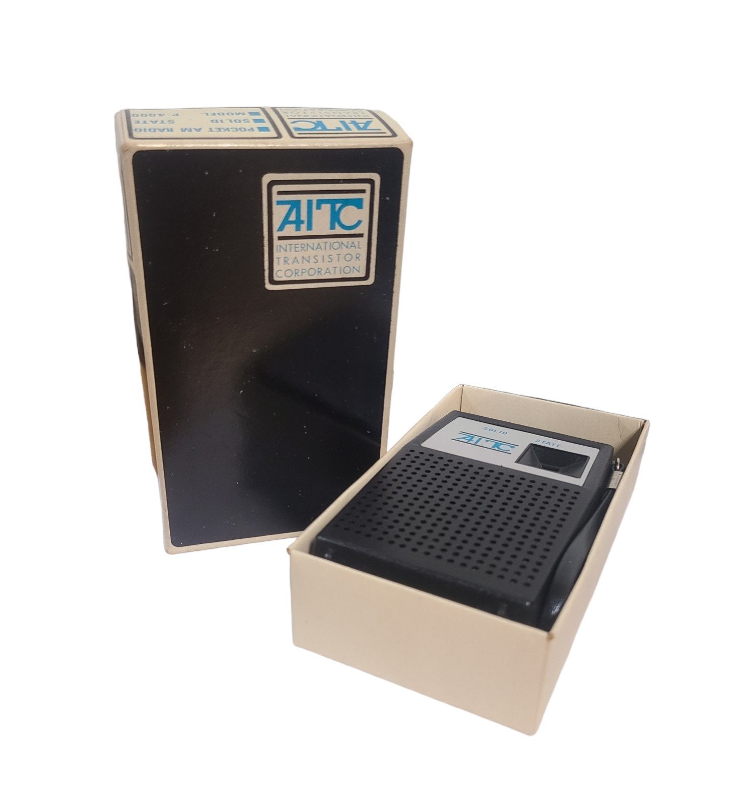 Vintage AITC Solid State Pocket AM Radio International Transistor 1960s P-4000