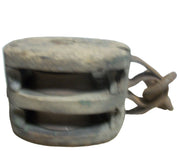 Vintage Antique Wood Double Pulley Metal Hook