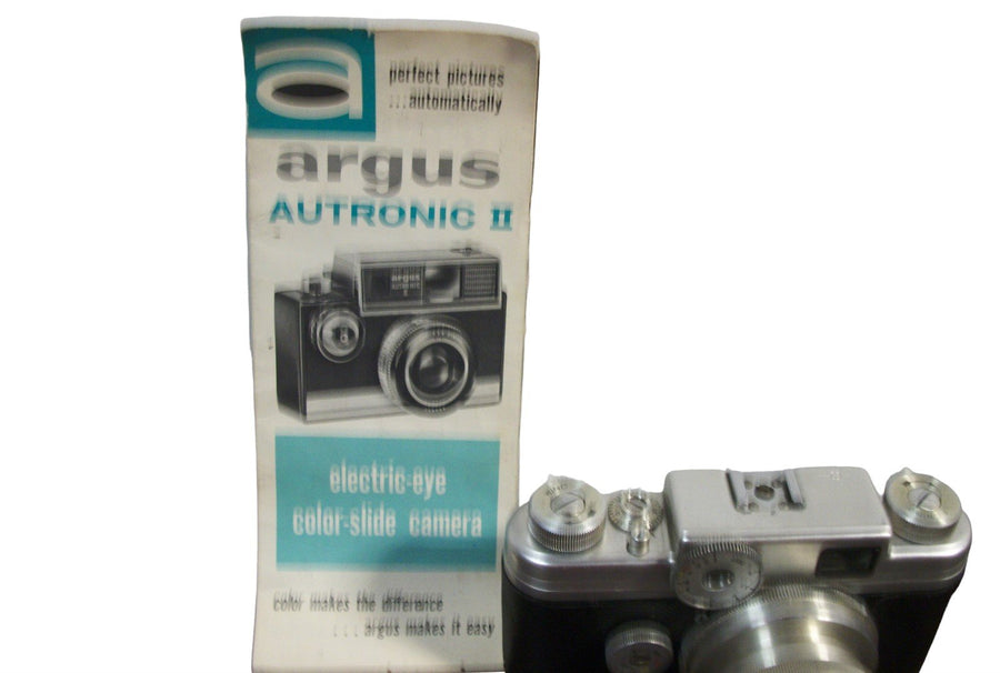 Vintage Antique Argus C-Four Rangefinder Camera w/ Leather Case & Instructions