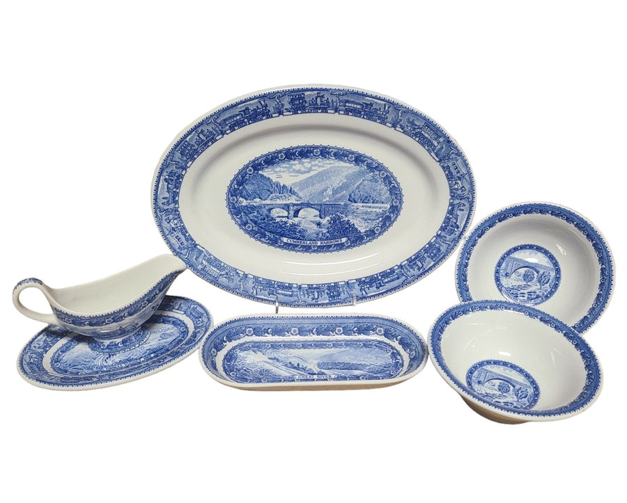 Antique Baltimore Ohio Railroad Shenango China Serving Set Six Pieces 1927