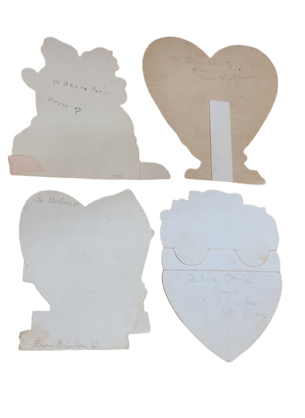 Antique Valentines Day Cards Set of Four 1930s Once Loved Signed Cute Funny
