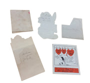 Antique Valentines Day Cards Set of Five 1930s Once Loved Signed Comics Cute