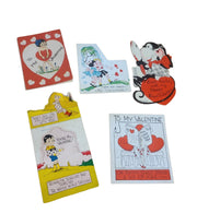 Antique Valentines Day Cards Set of Five 1930s Once Loved Signed Comics Cute