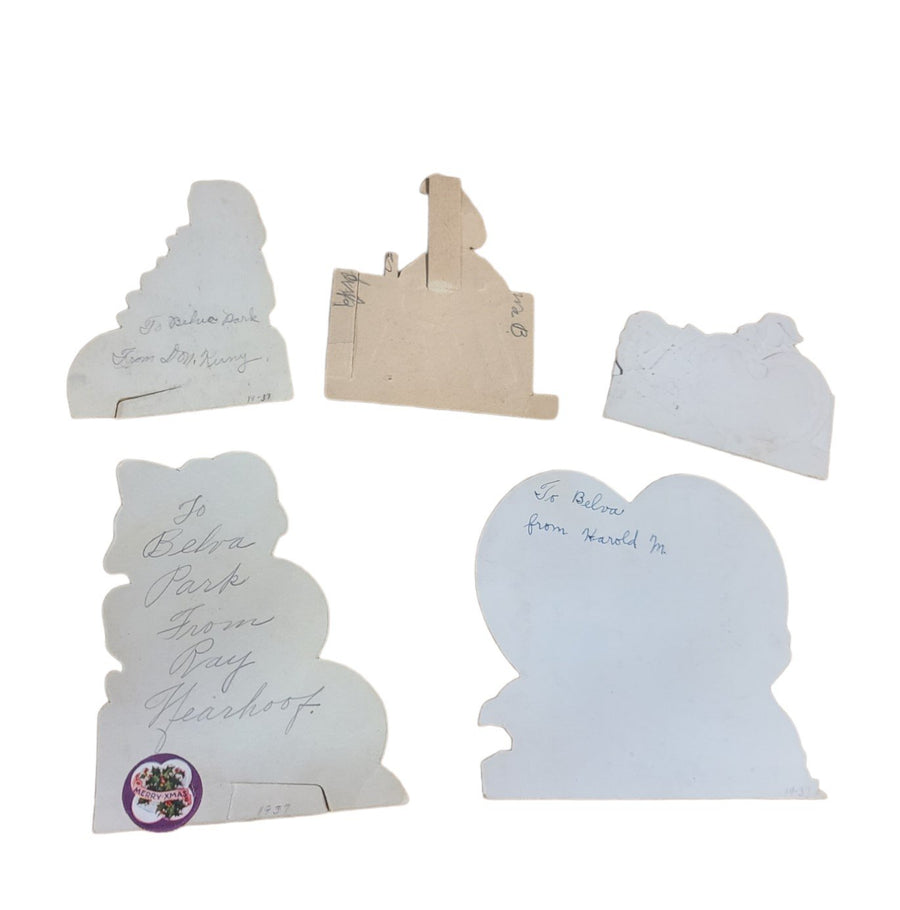 Antique Valentines Day Cards Set of Five Colorful 1930s Once Loved Signed Cute